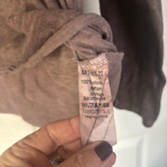 Long sleeved, V-neck, cotton, brown, Made in Italy sequins Shirt - Picture 6 of 8